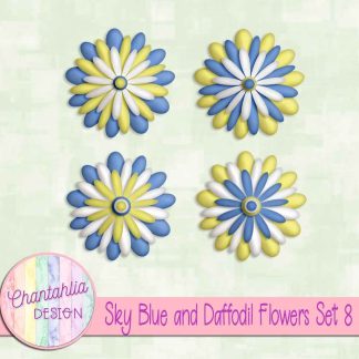 Free sky blue and daffodil flowers set 8