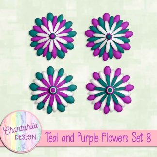 Free teal and purple flowers set 8