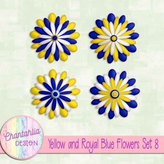 Free yellow and royal blue flowers set 8