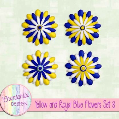 Free yellow and royal blue flowers set 8