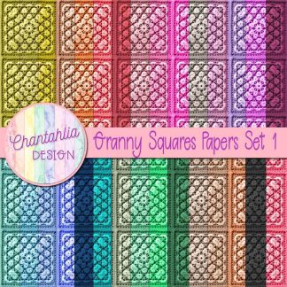 Free digital papers featuring a granny squares design