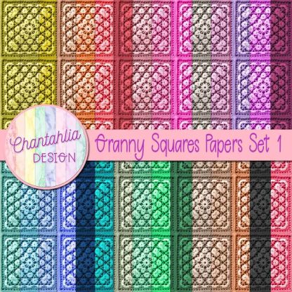 Free digital papers featuring a granny squares design