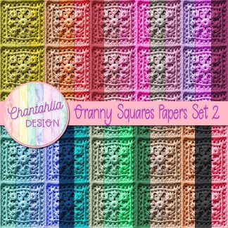 Free digital papers featuring a granny squares design