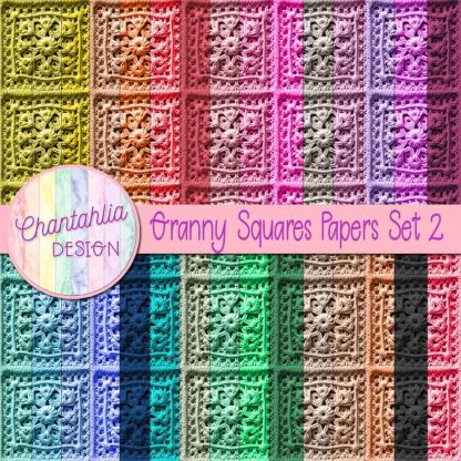 Free digital papers featuring a granny squares design
