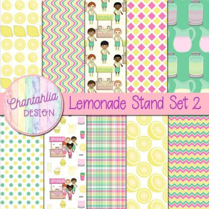 Free digital papers in a Lemonade Stand theme