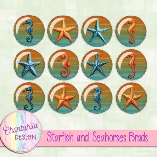 Free brads in a Starfish and Seahorses theme