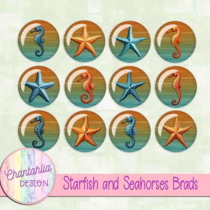 Free brads in a Starfish and Seahorses theme