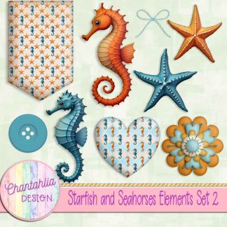 Free design elements in a Starfish and Seahorses theme