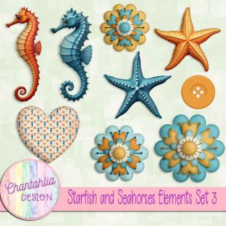Free design elements in a Starfish and Seahorses theme