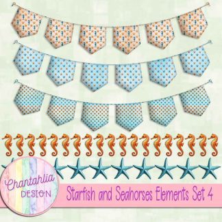 Free design elements in a Starfish and Seahorses theme