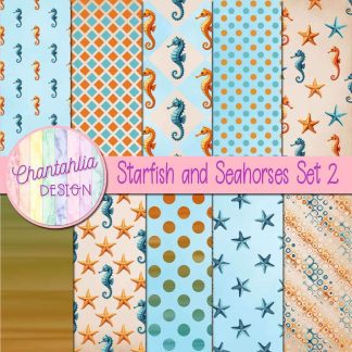 Free digital papers in a Starfish and Seahorses theme