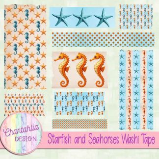 Free washi tape in a Starfish and Seahorses theme
