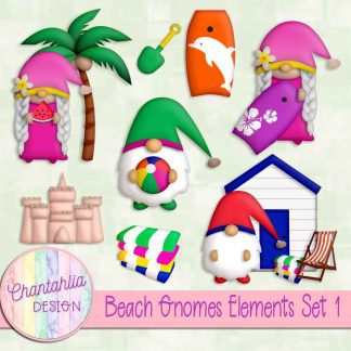 Free design elements in a Beach Gnomes theme