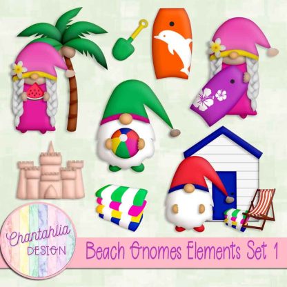 Free design elements in a Beach Gnomes theme