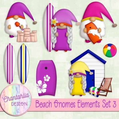 Free design elements in a Beach Gnomes theme