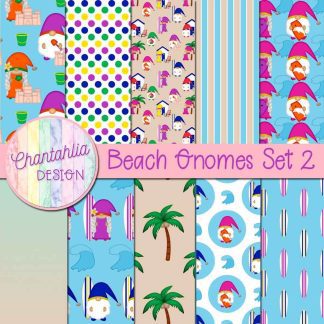 Free digital papers in a Beach Gnomes theme