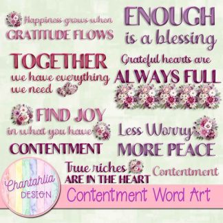 Free word art in a Contentment theme