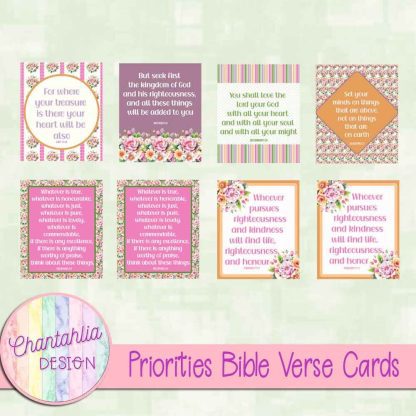 Free Bible verse cards in a Priorities theme