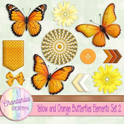 Free design elements in a Yellow and Orange Butterflies theme