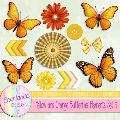 Free design elements in a Yellow and Orange Butterflies theme
