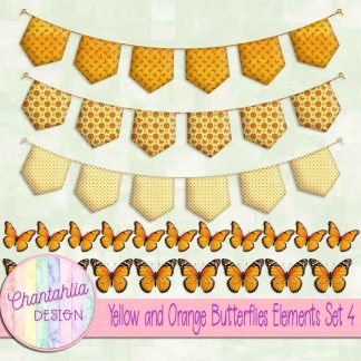 Yellow and Orange Butterflies Elements Set 4