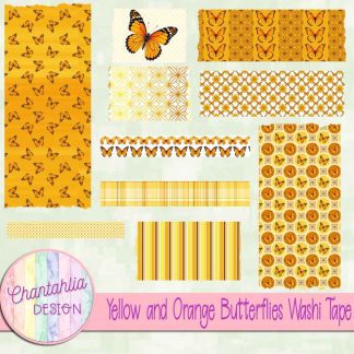 Yellow and Orange Butterflies Washi Tape