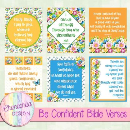 Free Bible Verse Cards in a Be Confident theme.