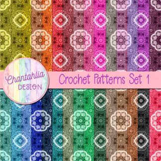 Free digital papers featuring a crochet pattern