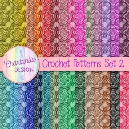 Free digital papers featuring a crochet pattern