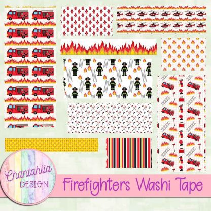 Free washi tape in a Firefighters theme.