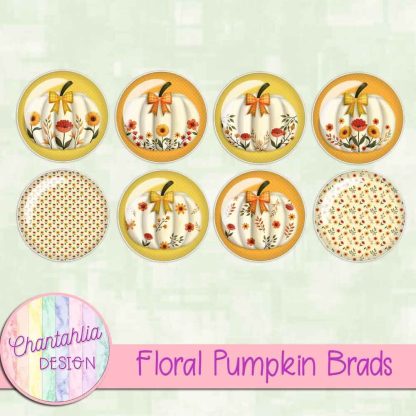 Free brads in a Floral Pumpkin theme