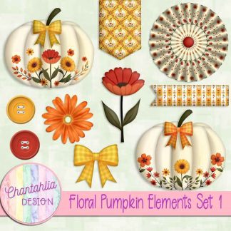 Free design elements in a Floral Pumpkin theme