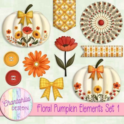 Free design elements in a Floral Pumpkin theme