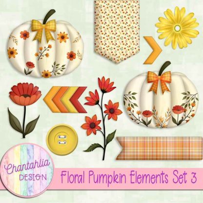 Free design elements in a Floral Pumpkin theme