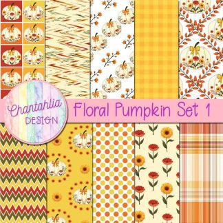 Floral Pumpkin Digital Papers Set 1
