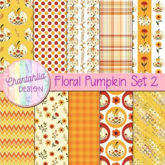 Free digital papers in a Floral Pumpkin theme