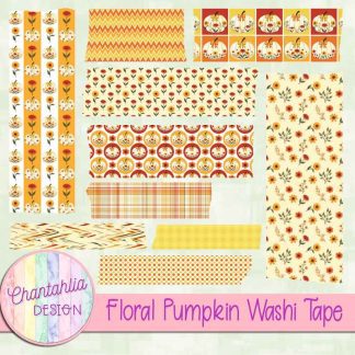 Free washi tape in a Floral Pumpkin theme.