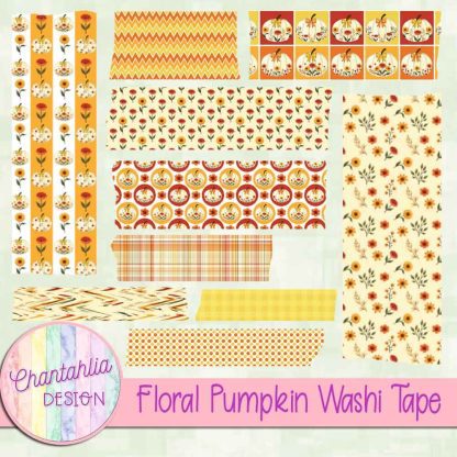 Free washi tape in a Floral Pumpkin theme.