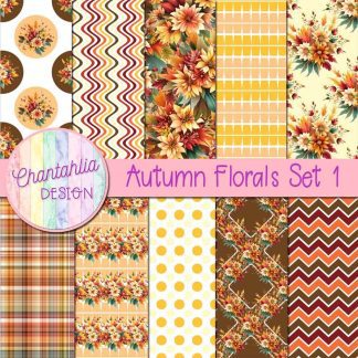 Free digital papers in an Autumn Florals theme