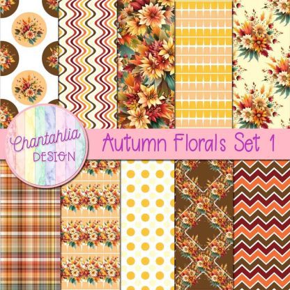 Free digital papers in an Autumn Florals theme