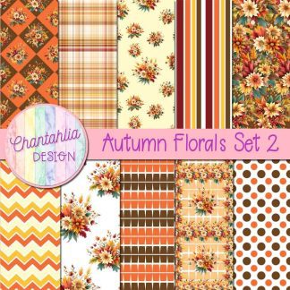 Free digital papers in an Autumn Florals theme