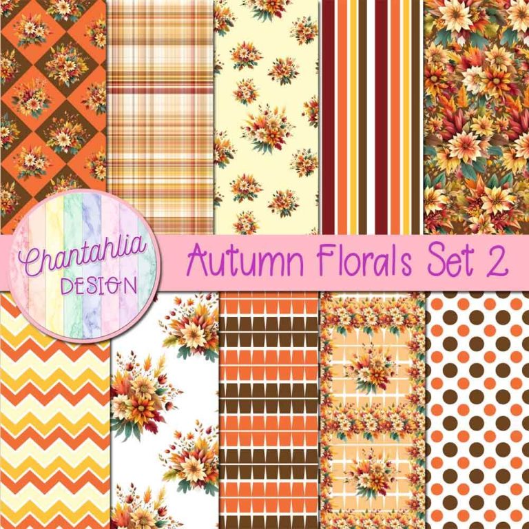 Autumn Florals Digital Papers Set 2 - Chantahlia Design