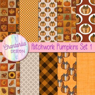 Free digital papers in a Patchwork Pumpkins theme