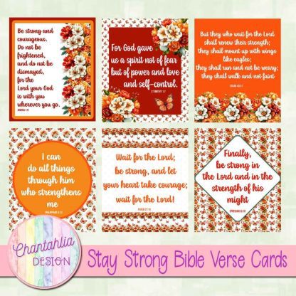 Free Bible verse cards in a Stay Strong theme
