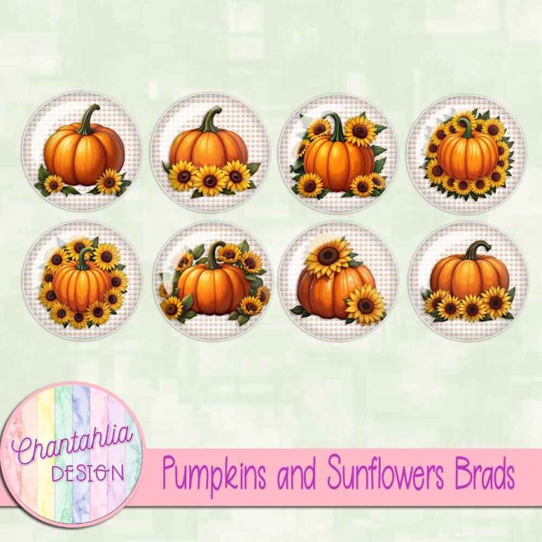 Pumpkins and Sunflowers Brads - Chantahlia Design