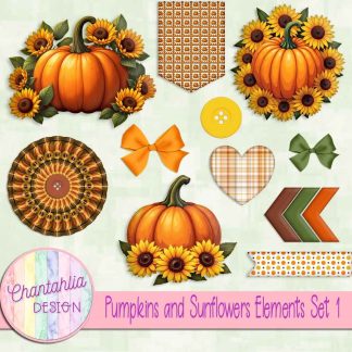 Free design elements in a Pumpkins and Sunflowers theme