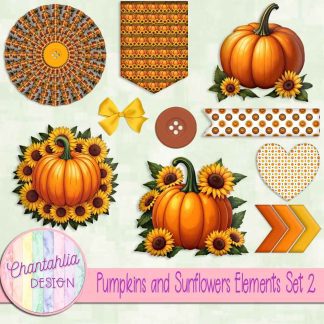 Free design elements in a Pumpkins and Sunflowers theme