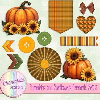 Free design elements in a Pumpkins and Sunflowers theme