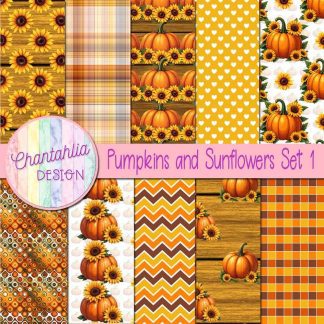 Free digital papers in a Pumpkins and Sunflowers theme
