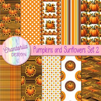Free digital papers in a Pumpkins and Sunflowers theme